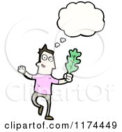 Cartoon Of A Man Holding A Leaf With A Conversation Bubble Royalty Free Vector Illustration