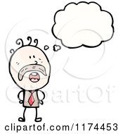 Cartoon Of A Stick Person With A Mustache And A Conversation Bubble Royalty Free Vector Illustration by lineartestpilot