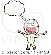 Cartoon Of An Insane Man In A Straight Jacket With A Conversation Bubble Royalty Free Vector Illustration by lineartestpilot