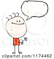 Cartoon Of A Stick Person With A Conversation Bubble Royalty Free Vector Illustration by lineartestpilot