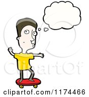 Cartoon Of A Boy On A Skateboard With A Conversation Bubble Royalty Free Vector Illustration by lineartestpilot