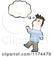Cartoon Of A Man Wearing A Sweater With A Conversation Bubble Royalty Free Vector Illustration by lineartestpilot