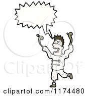 Cartoon Of A Man Wearing A Straight Jacket With A Conversation Bubble Royalty Free Vector Illustration by lineartestpilot