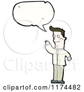 Cartoon Of A Man Wearing A Lab Coat A Conversation Bubble Royalty Free Vector Illustration by lineartestpilot
