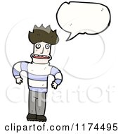 Cartoon Of A Man Wearing A Sweater With A Conversation Bubble Royalty Free Vector Illustration