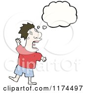 Cartoon Of A Barefoot Man With A Conversation Bubble Royalty Free Vector Illustration