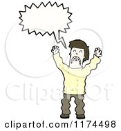 Cartoon Of A Scared Man Wearing A Sweater With A Conversation Bubble Royalty Free Vector Illustration