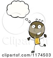 Cartoon Of An African American Stick Boy With A Conversation Bubble Royalty Free Vector Illustration by lineartestpilot