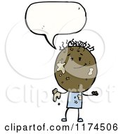 Cartoon Of An Muddy African American Stick Boy With A Conversation Bubble Royalty Free Vector Illustration by lineartestpilot