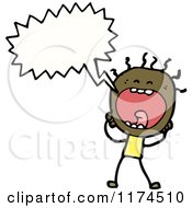 Cartoon Of An African American Stick Boy Yelling With A Conversation Bubble Royalty Free Vector Illustration