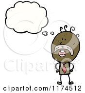 Cartoon Of An African American Stick Man With A Mustache And A Conversation Bubble Royalty Free Vector Illustration by lineartestpilot