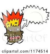 Cartoon Of An African American Man With Flaming Hair And A Conversation Bubble Royalty Free Vector Illustration