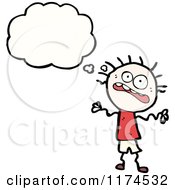 Cartoon Of A Scared Stick Person With A Conversation Bubble Royalty Free Vector Illustration