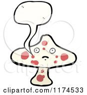 Cartoon Of A Spotted Mushroom With A Conversation Bubble Royalty Free Vector Illustration