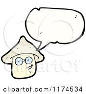 Cartoon Of A Mushroom Wearing Glasses With A Conversation Bubble Royalty Free Vector Illustration