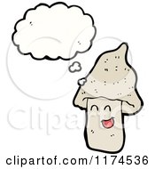 Cartoon Of A Gray Mushroom With A Conversation Bubble Royalty Free Vector Illustration