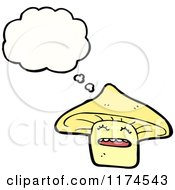Cartoon Of A Yellow Mushroom With A Conversation Bubble Royalty Free Vector Illustration