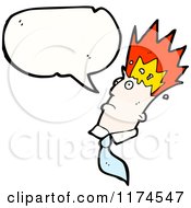 Cartoon Of A Man With Flaming Hair A Conversation Bubble Royalty Free Vector Illustration