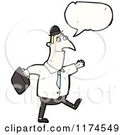 Cartoon Of A Man Wearing A Tie With A Conversation Bubble Royalty Free Vector Illustration by lineartestpilot
