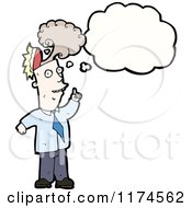 Cartoon Of A Man Blowing Hit Top With A Conversation Bubble Royalty Free Vector Illustration