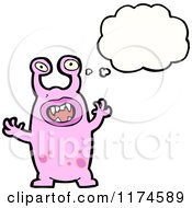 Poster, Art Print Of Pink Monster With A Conversation Bubble