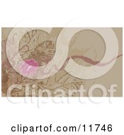 Tan Website Background With Pink Flowers Clipart Illustration