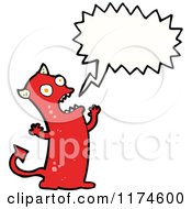 Cartoon Of A Red Horned Monster With A Conversation Bubble Royalty Free Vector Illustration