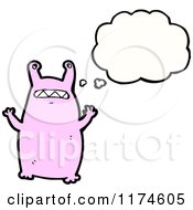 Cartoon Of A Pink Monster With A Conversation Bubble Royalty Free Vector Illustration