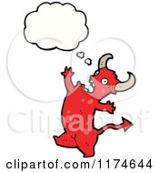 Poster, Art Print Of Red Horned Monster With A Conversation Bubble