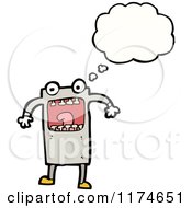 Cartoon Of A Monster With A Conversation Bubble Royalty Free Vector Illustration