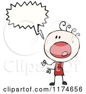 Cartoon Of A Stick Person With A Conversation Bubble Royalty Free Vector Illustration