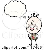 Cartoon Of A Stick Person With A Mustache And A Conversation Bubble Royalty Free Vector Illustration
