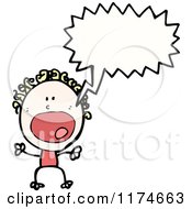 Cartoon Of A Stick Person With A Conversation Bubble Royalty Free Vector Illustration