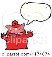 Poster, Art Print Of Red Monster With A Conversation Bubble