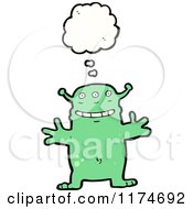 Poster, Art Print Of Green Monster With A Conversation Bubble