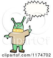 Cartoon Of A Green Monster With A Conversation Bubble Royalty Free Vector Illustration