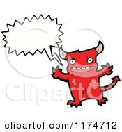 Cartoon Of A Red Monster With A Conversation Bubble Royalty Free Vector Illustration