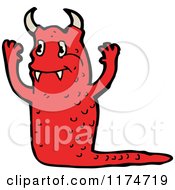 Poster, Art Print Of Red Monster With A Conversation Bubble