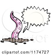 Cartoon Of A Pink Monster Tentacle With A Conversation Bubble Royalty Free Vector Illustration