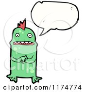 Cartoon Of A Green Monster With A Conversation Bubble Royalty Free Vector Illustration by lineartestpilot