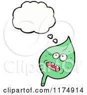 Cartoon Of A Green Leaf With A Conversation Bubble Royalty Free Vector Illustration