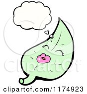 Cartoon Of A Green Leaf With A Conversation Bubble Royalty Free Vector Illustration