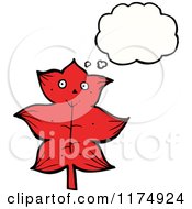 Cartoon Of A Red Leaf With A Conversation Bubble Royalty Free Vector Illustration