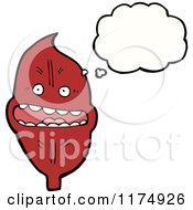 Cartoon Of A Red Leaf With A Conversation Bubble Royalty Free Vector Illustration