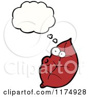 Cartoon Of A Red Whistling Leaf With A Conversation Bubble Royalty Free Vector Illustration