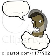 Cartoon Of An African American Girls Head In The Clouds With A Conversation Bubble Royalty Free Vector Illustration by lineartestpilot