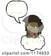 Cartoon Of An African American Girls Head In The Clouds With A Conversation Bubble Royalty Free Vector Illustration