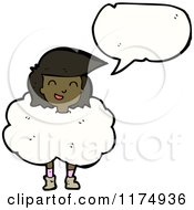 Cartoon Of An African American Girls Head In The Clouds With A Conversation Bubble Royalty Free Vector Illustration