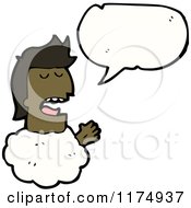 Cartoon Of An African American Girls Head In The Clouds With A Conversation Bubble Royalty Free Vector Illustration by lineartestpilot