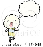 Cartoon Of A Cloud With A Body And A Conversation Bubble Royalty Free Vector Illustration